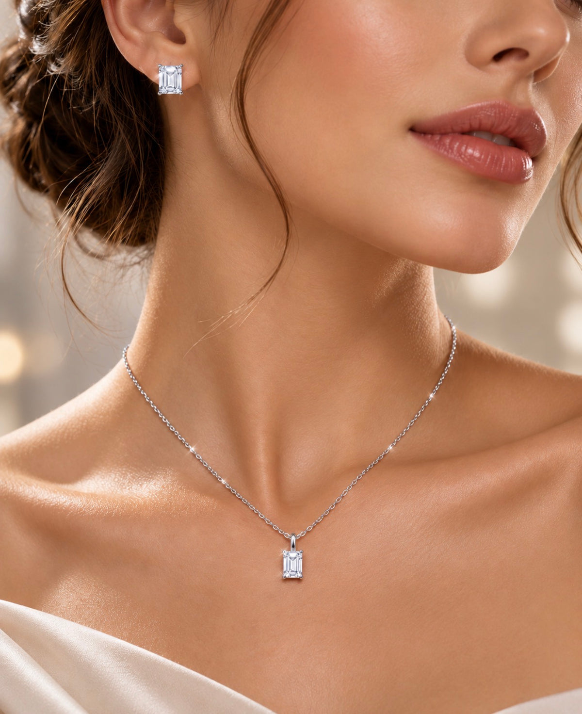 NISHKI Emerald Glow S925 Necklace & Earring Set