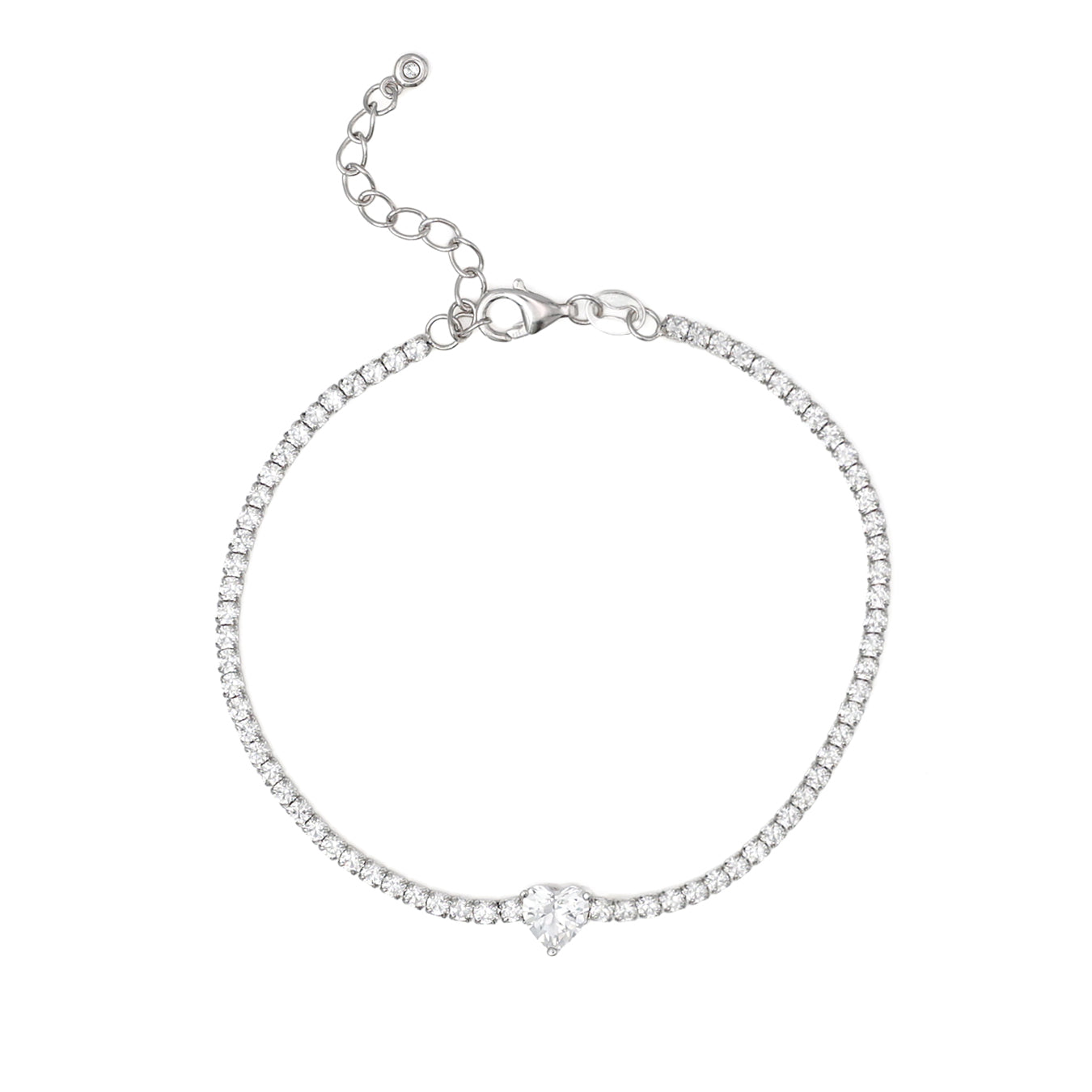 NISHKI Heart Tennis Bracelet Sterling Silver