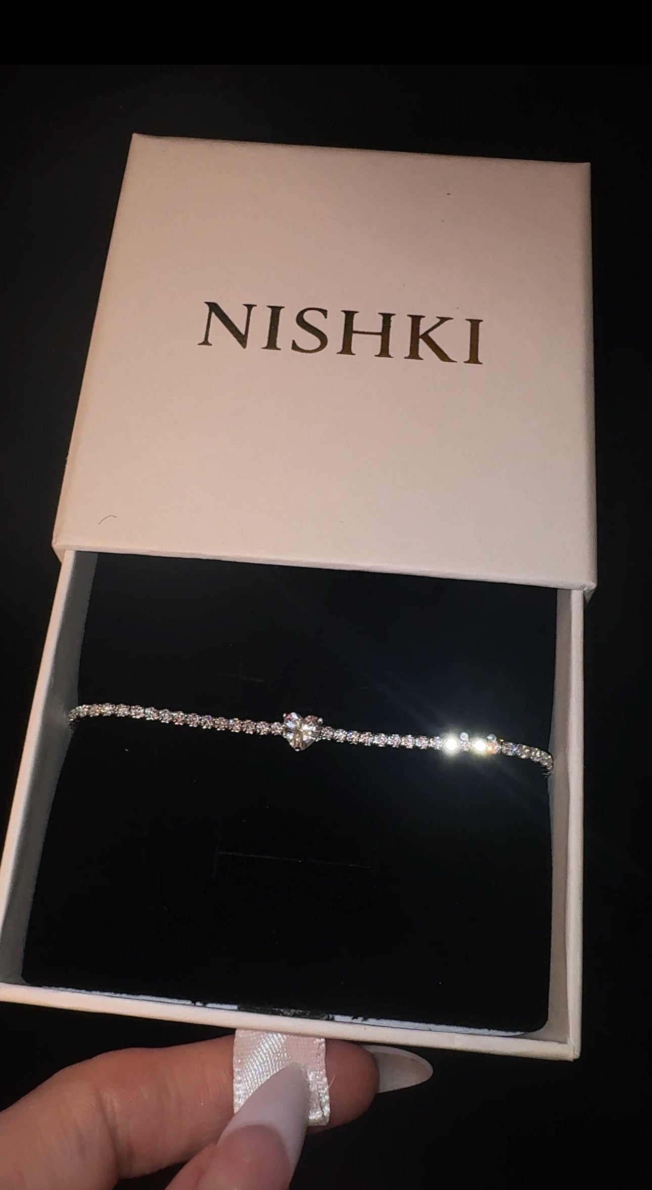 NISHKI Heart Tennis Bracelet Sterling Silver