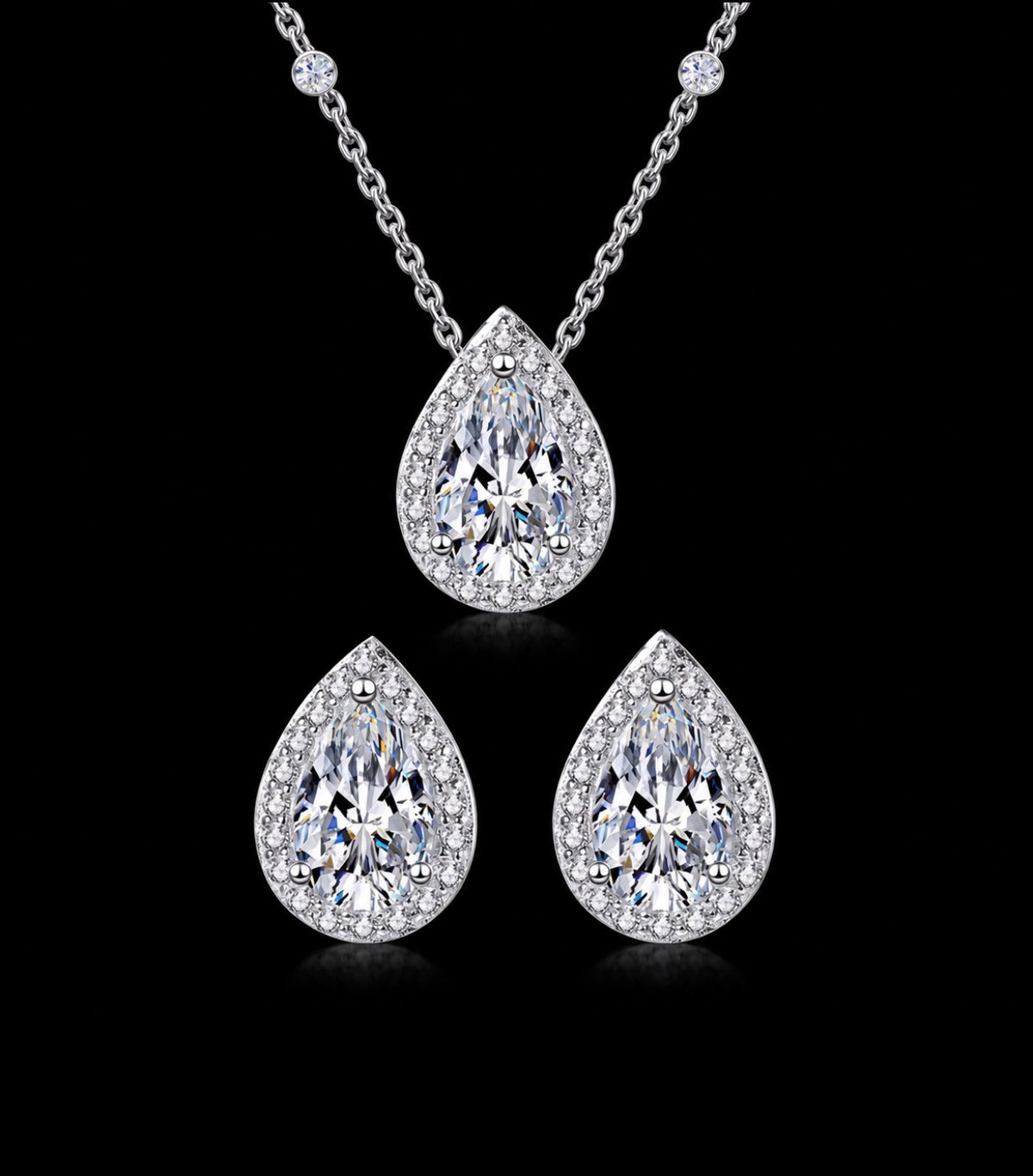 NISHKI Crystal Drop S925 Necklace & Earring Set