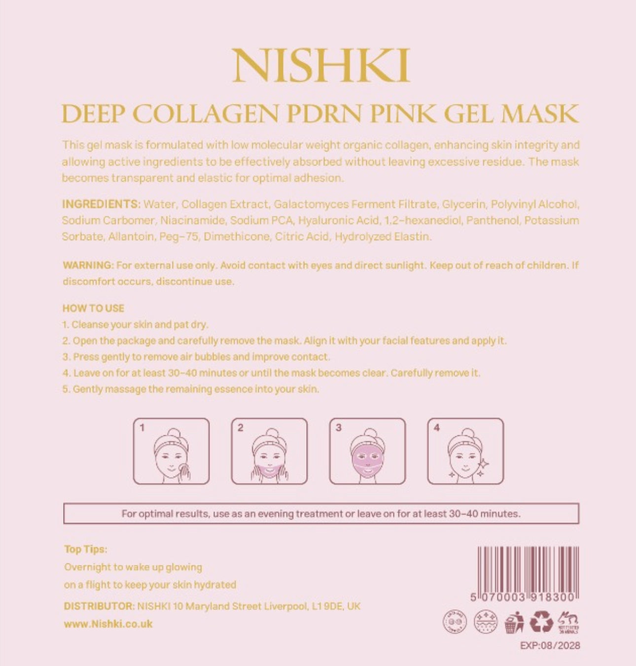 NISHKI DEEP COLLAGEN PDRN PINK GEL 5 MASKS