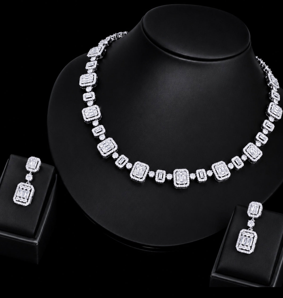 NISHKI Radiance Emerald Cut Occasion Necklace & Earring Set