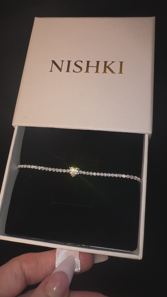 NISHKI Heart Tennis Bracelet Sterling Silver